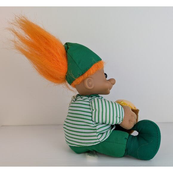 Vintage Russ Leprechaun Troll Doll w/Tag 8" Orange Hair Pot Of Gold St Patricks - Picture 3 of 7